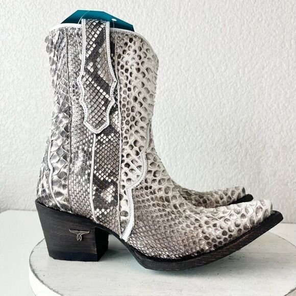 NEW Lane VICKSON Womens Cowboy Bootie 7.5 SnakeSkin Black Western Cowgirl Boots - Picture 2 of 11